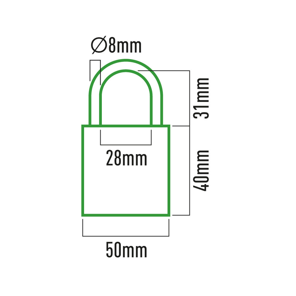 Cadeado com chave EDM 85210 Latão Arco 50 x 30 mm